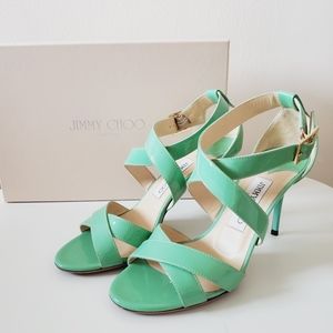 JIMMY CHOO Patent Louise Sandals